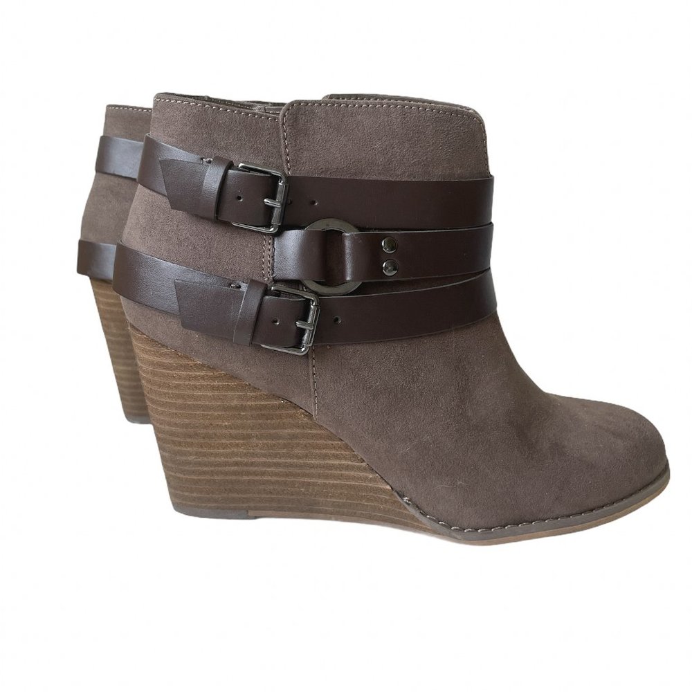 Carlos Santana Taupe Wedge Ankle Boots